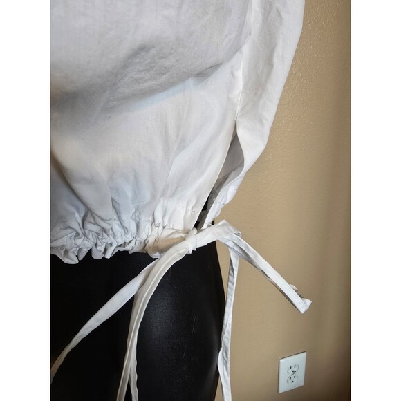 Cedric Charlier classic white 100% cotton top with drawstring women's size 4 - Picture 2 of 8